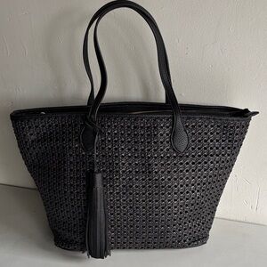 Steve Madden Black Textured Tote Bag